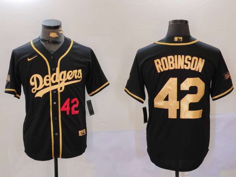 Men Los Angeles Dodgers #42 Robinson Black Game 2024 Nike MLB Jersey style 9125